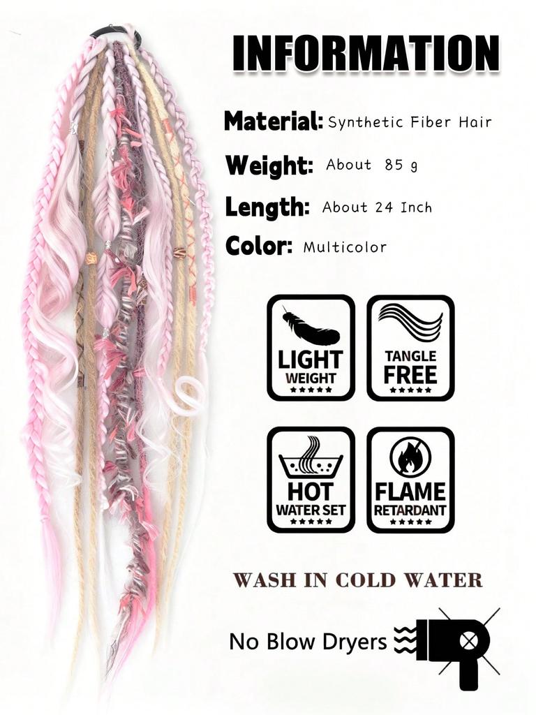 New Elastic Dreadlock Ponytail, Bohemian Style Hair Tie, Braided Ponytail Hair Extensions, DIY Dreadlock Ponytail Hair Extensions