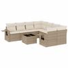 Vidaxl 9-Cz. Garden Furniture Set With Cushions, Beige, Poly Rattan