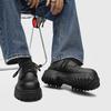 Men'S Platform Derby Shoes British Style Round Toe Chunky Sole Formal Shoes Comfort Black Leather Business Casual Shoes For Mens
