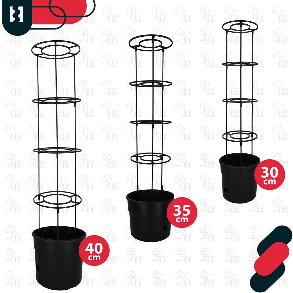 Pot For Growing Tomatoes With A Ladder For The Balcony, Black, 30 Cm, Set Of 3