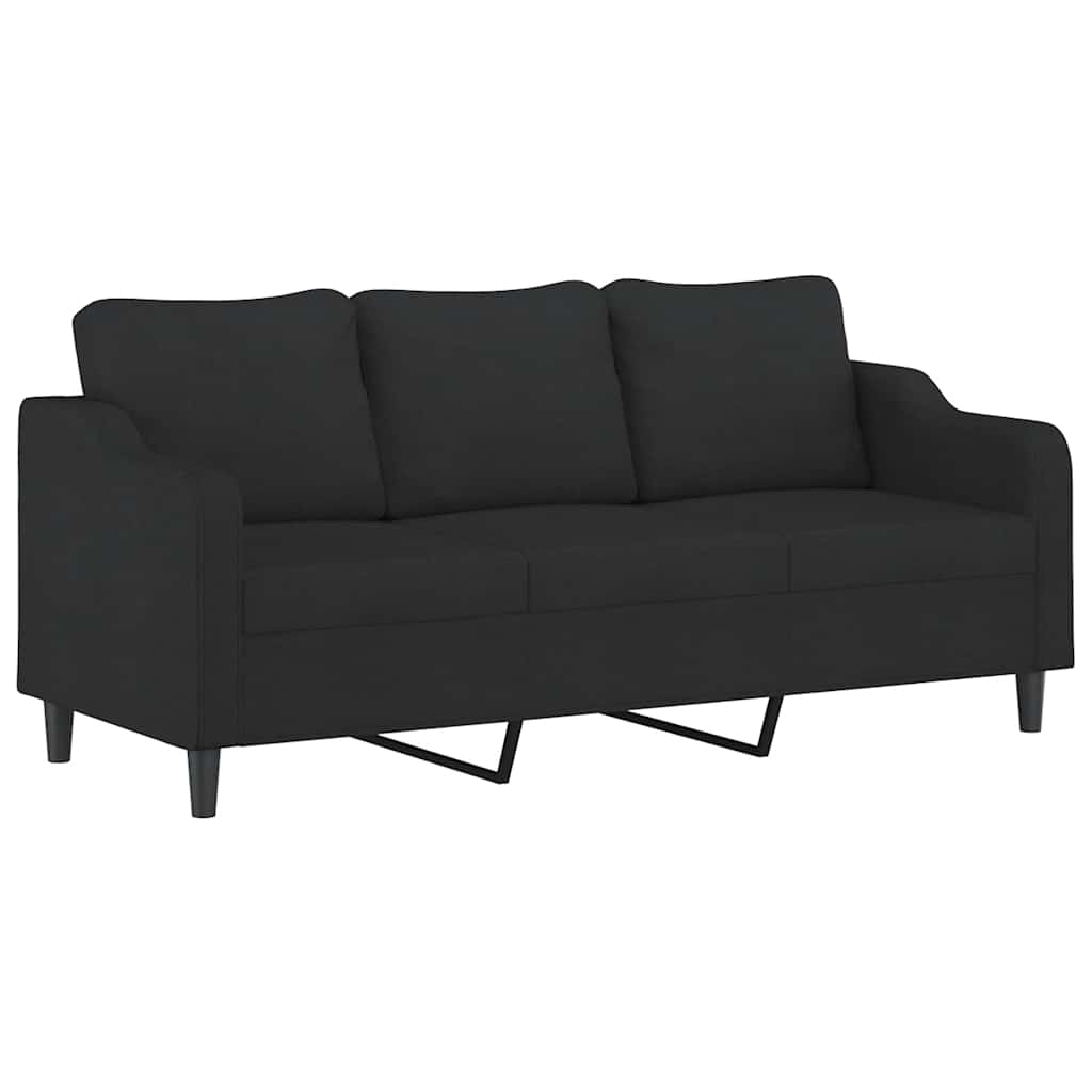 Vidaxl 3-Seater Sofa With Cushions, Black, 180 Cm, Fabric