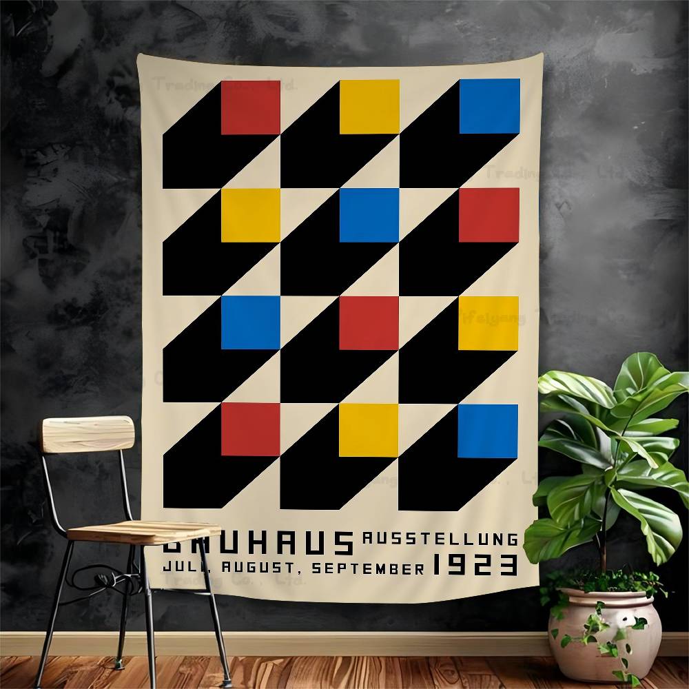 Colorful Bauhaus Exhibition Geometric Cartoon Tapestry Bohemian Wall Tapestries Mandala Wall Hanging Sheets