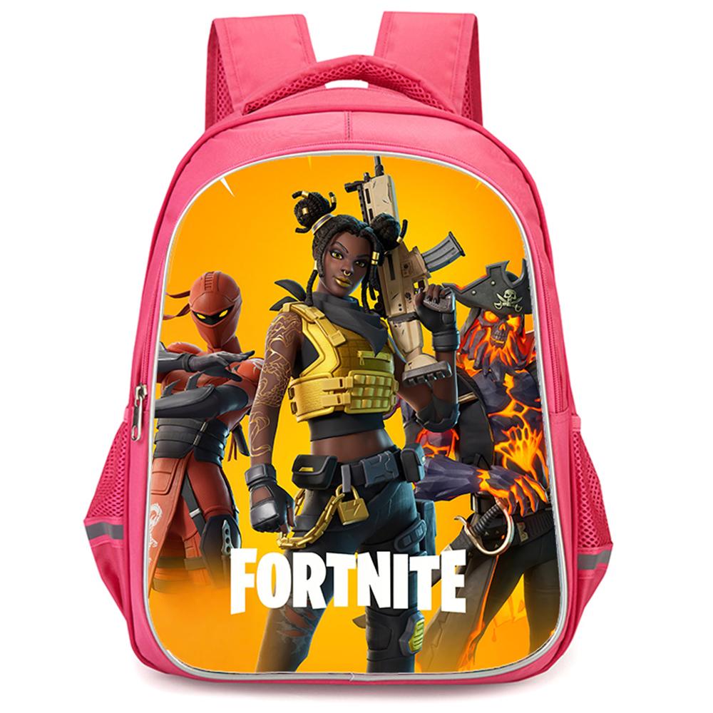 FORTNITE Cartoon Student Mochila Backpack, Dual Zipper Pockets, Lightweight Durable 16 Inch Kids Bag, for Boys & Girls Ages 6-12