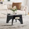 Modern Square Side Table Made of Safety Glass - 80 cm Side Length. Table Legs Made of MDF with Black Wood Look. Ideal for Dining Room, Office etc.