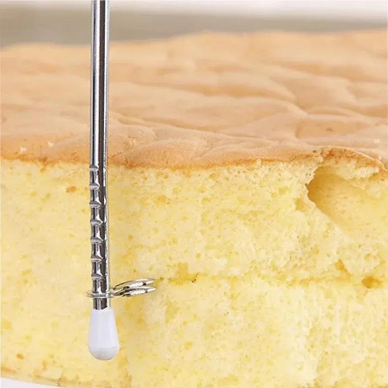1 ud. Cortador de Tarta de Doble Línea Ajustable Dispositivo de Acero Inoxidable Molde para Decorar Tartas Utensilio de Cocina para Hornear DIY