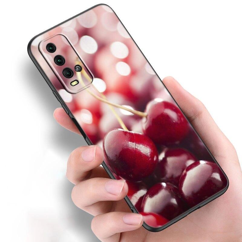 Letni Owoc Wiśnia Etui na Telefon Dla Xiaomi Redmi Note 10 9 Pro Max 10S 10T 9A 9C 9S 9T 8A 8T 8 7 Pro Miękkie TPU Czarne Etui