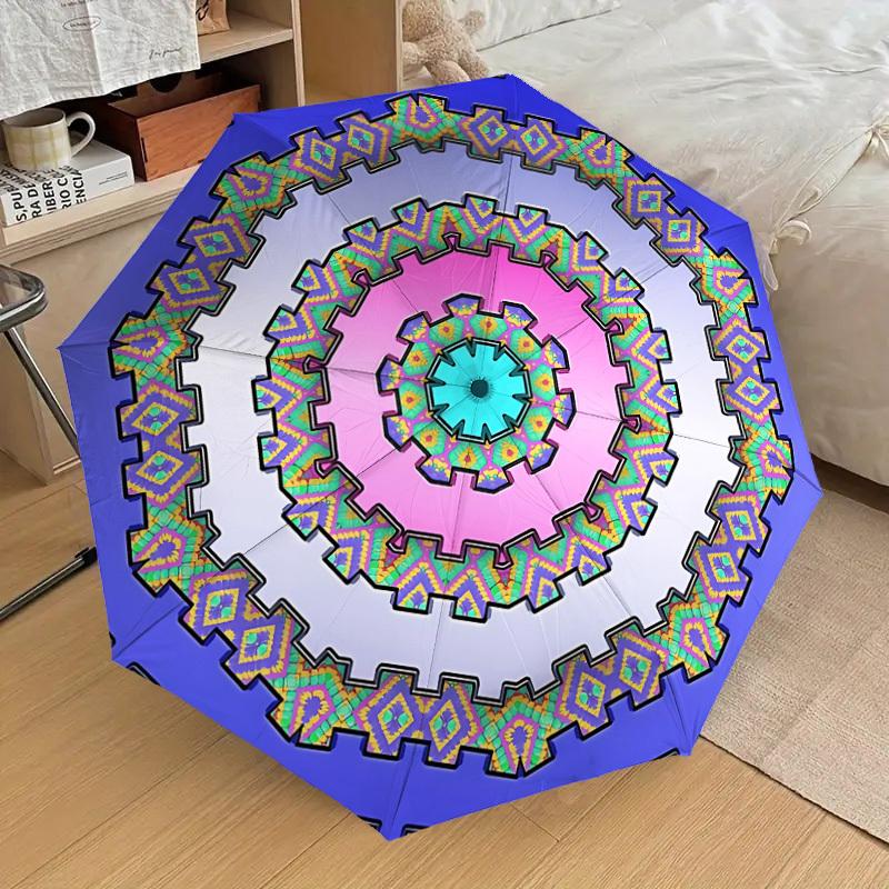 

1pc Kaleidoscope Patterns Automatic Folding Umbrella, Casual Outdoor Accessory, Birthday Festival Gift yy251126086