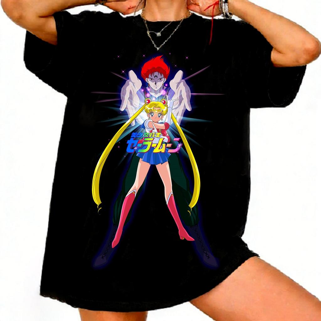Sailor Moon Retro 90s Anime Graphic T Shirt Summer Cotton Unisex Women Tee Streetwear Casual Trend Short Sleeve Couple Hip Hop Top