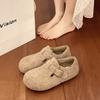 All-inclusive Gray Women's Shoes Autumn and Winter New One-pedal Lazy Shoes Velvet Boken Cotton Shoes