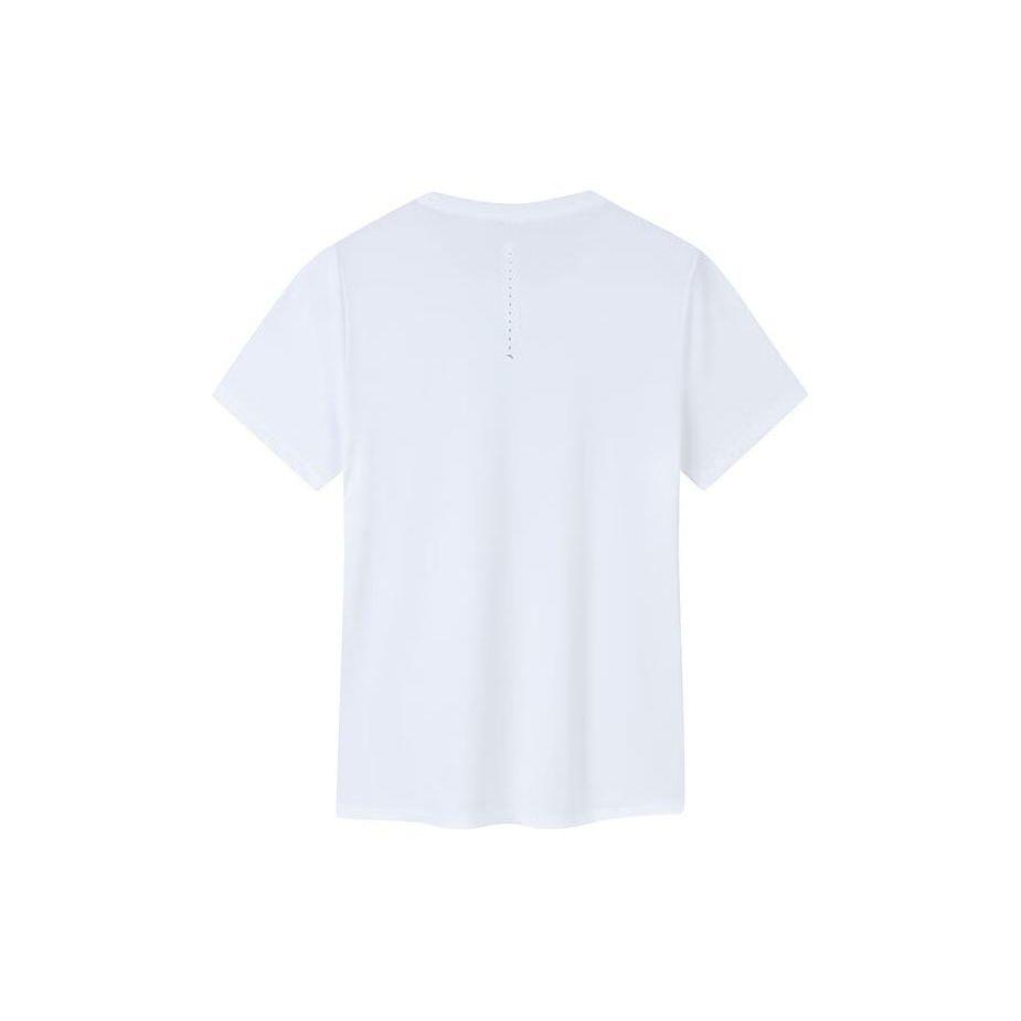 Anta Running Series Solid Color Round Neck Pullover Short Sleeve T-Shirt Women Tops Pure-White 162425109-2
