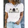Europese Maat Plus Size Dames Casual T-shirt met Korte Mouwen - Leuke Schaap & Blad Print, Ademend Rond Hals