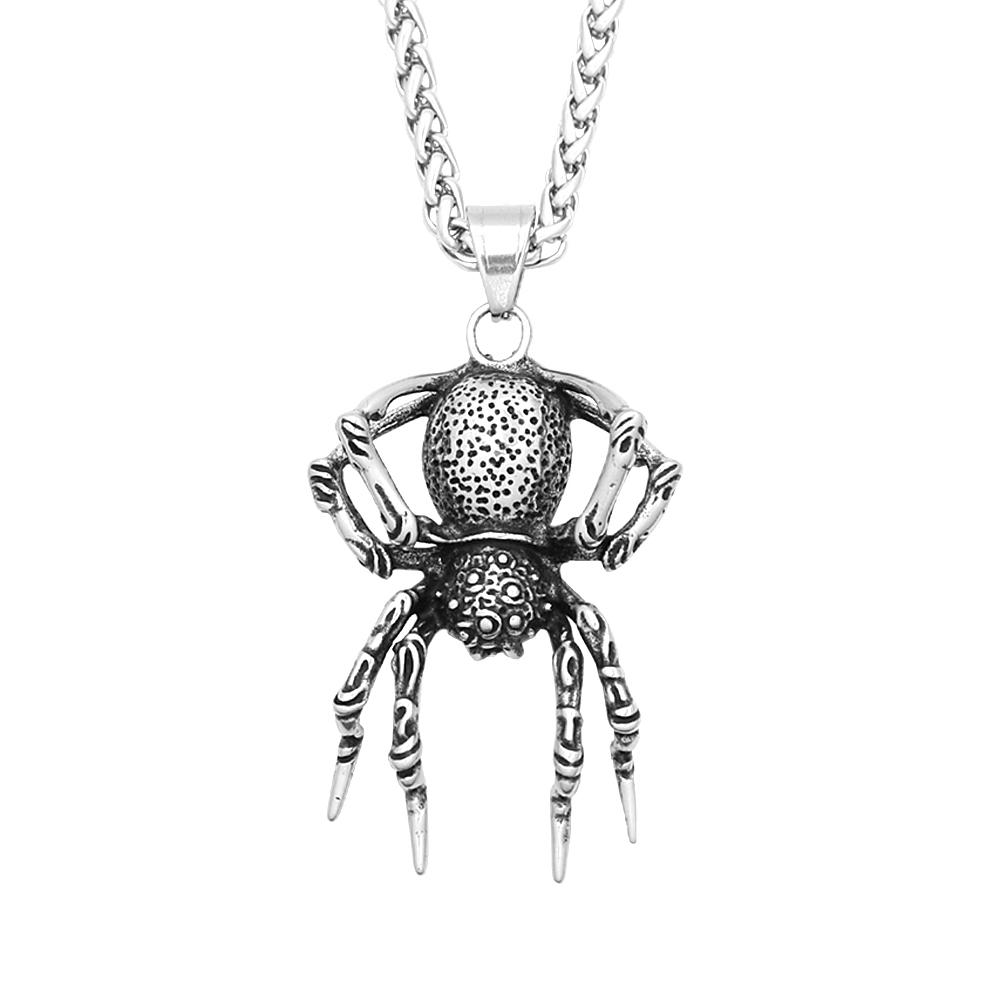 New Gothic 316L Stainless Steel Spider Pendant Necklace For Men Unique Punk Animal Necklaces Biker Jewelry Dropshipping