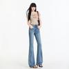Spring Summer Double Button Waistband Micro Flare Elegant Stretch Casual Denim Pants For Women Casual Pants Oversize Denim Trousers