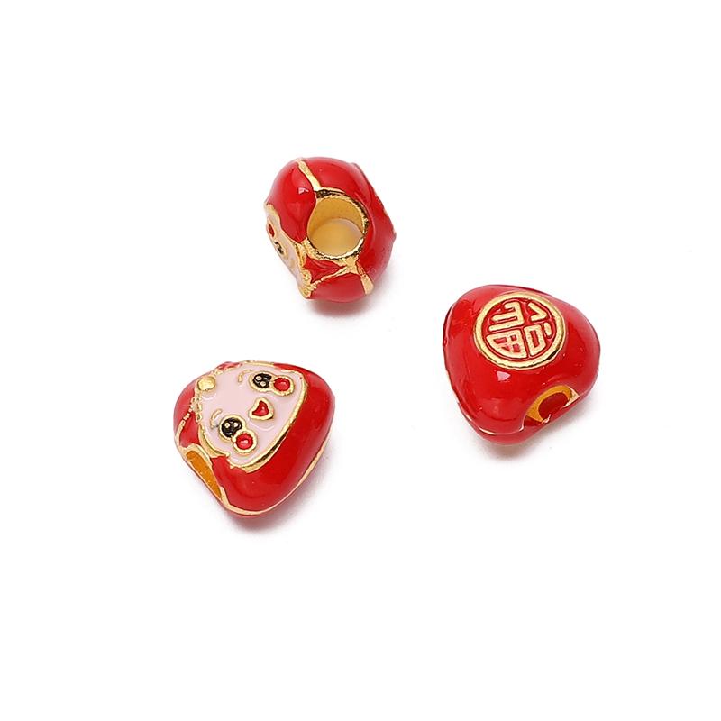 

Металлические подвески Loong Boat Festival Zongzi Улыбающееся лицо Подвеска для изготовления ювелирных изделий DIY Браслет Ожерелье 11x11mm красный