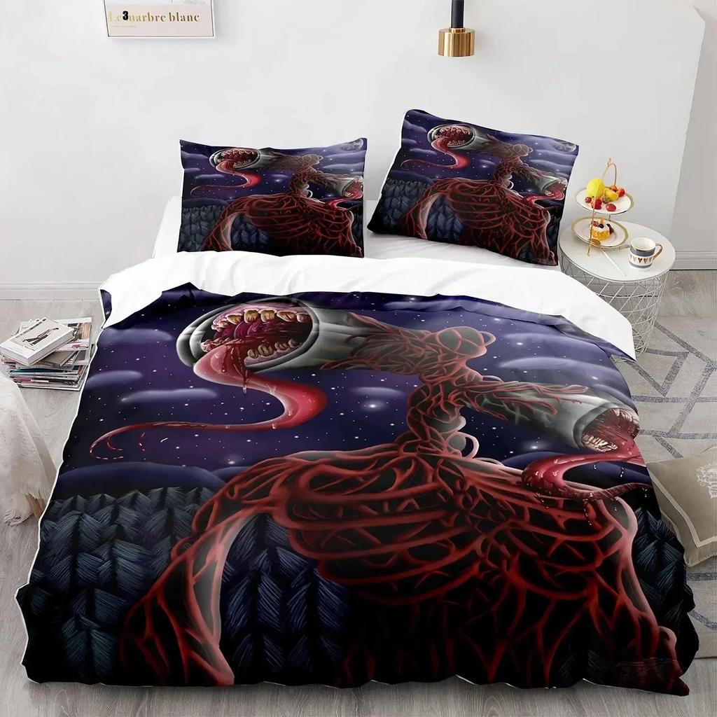 3D Print Siren Head Bedding Set Duvet Cover Sheet Printed Bed Set Pillowcase Bed Full Queen King Size Comforter Bedroom