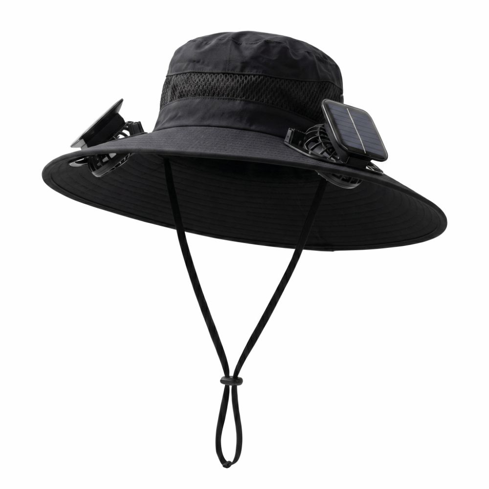 UPF50 Solar Fan Hat Anti-UV Fan Wide Brim Hat Dual Power Fan Fisherman Hat Fishing
