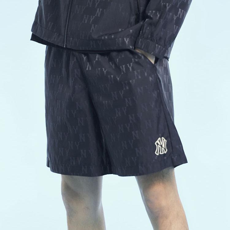 MLB New York Yankees Allover Logo Print Elastic Waist Sports Casual Shorts Unisex shorts Black 3ASMM0233-50BKS