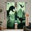 Set Of 2 Dinosaur Shadow Curtains Polyester Drapes Suitable Bedroom Living Room Office Featuring Timeless Curtain With Rod Pocket Ideal For Great