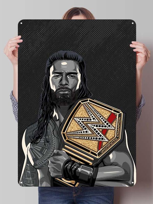 Roman Reigns Metallschilder Wrestler Poster Dekoration Schlafzimmer Anpassbare Blechschilder für Man Cave Wandkunst Dekoration Retro Zimmer