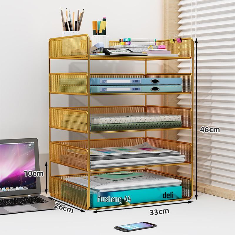 Multilayer Desktop Organizer: File Storage Rack & Office Supplies Set