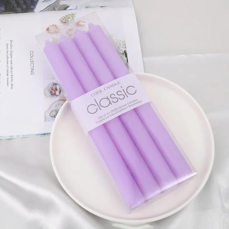 European Minimalist Solid Color Candle Long Straight Pole Pearl Design Home Wedding Dinner Decor Western Style Candle Ornament
