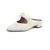 Fashion New Women's Summer Genuine Leather Cowhide Hollow Hole with Large Butterfly Bow Toe and M Ü Ller Slippers