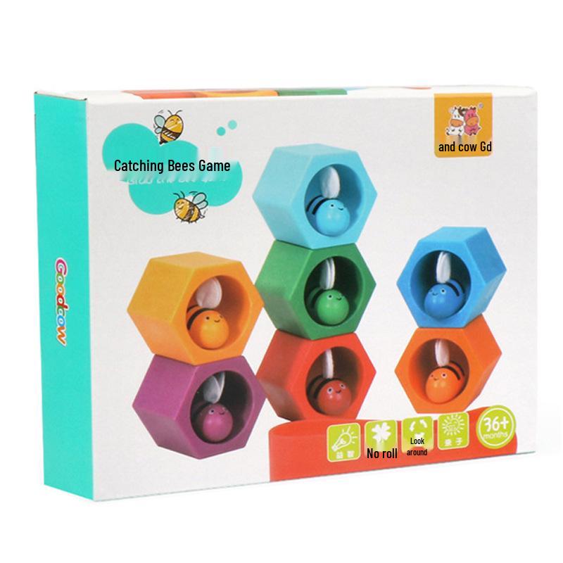 Early Childhood Wooden Bee Catching Game: Color Recognition & Role Play Toy for Kindergarten
