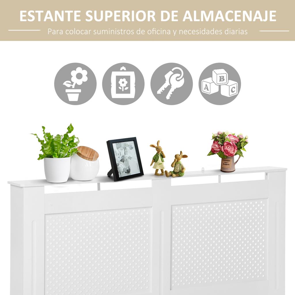 MDF Radiator Cover, Slats, Living Room, Bedroom, Hallway, 151.5 x 19 x 82 cm, White