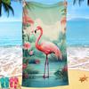Nordic flamingo pattern digital-printed polyester Superfine fiber double-sided fleece Beach vacation bath towel, beach towel