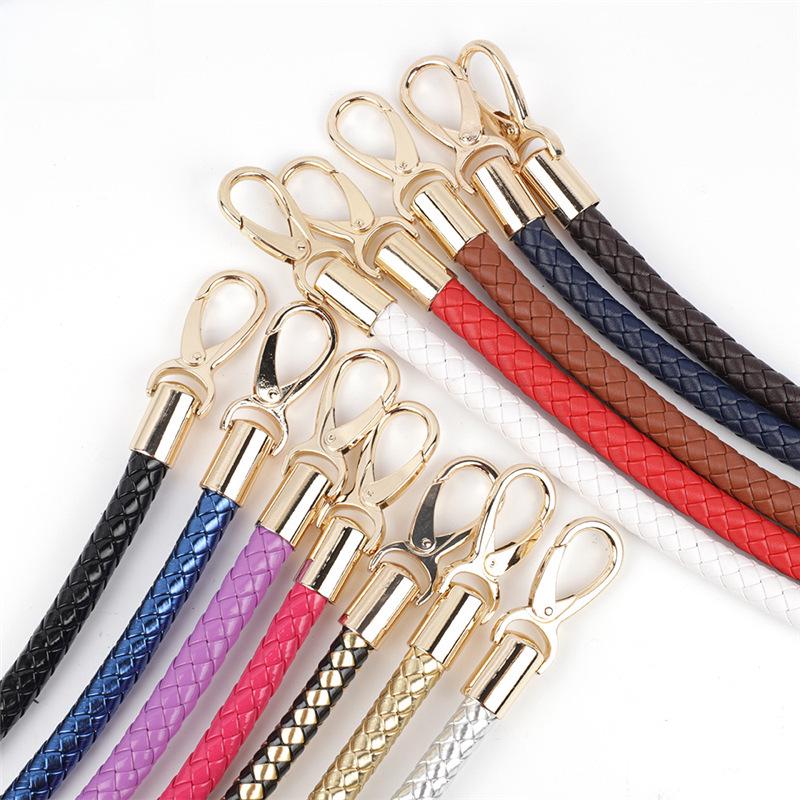 60cm Black PU Leather Woven Bag Handle Strap - Imitation Leather Shoulder Accessory