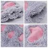 Korean Style Women's Half-Finger Plush Gloves with Embroidered Bear and Cat Paw Design