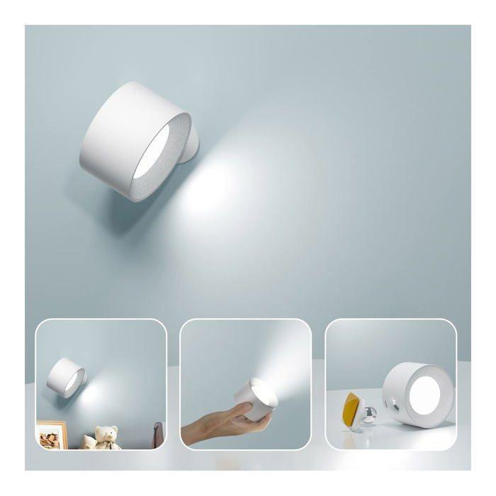 Rechargeable LED Wall Sconce AIMOONSA — Touch Control, USB Type-C, 3 Temperatures, 3 Brightness Levels, 360° Rotation