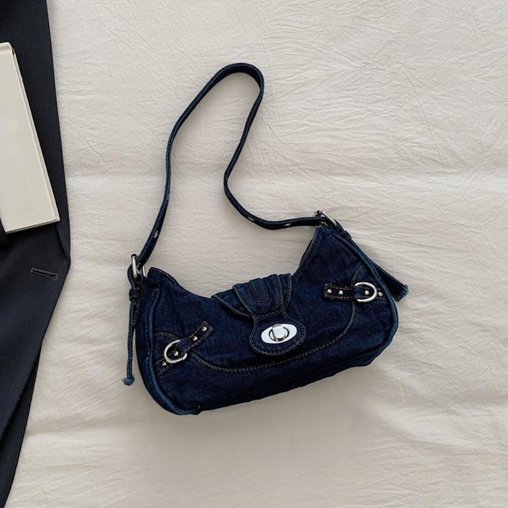 

Spicy Girl Denim Handbag Underarm Bag Cloth Armpit Bag Portable Retro Denim Shoulder Bag Shopping