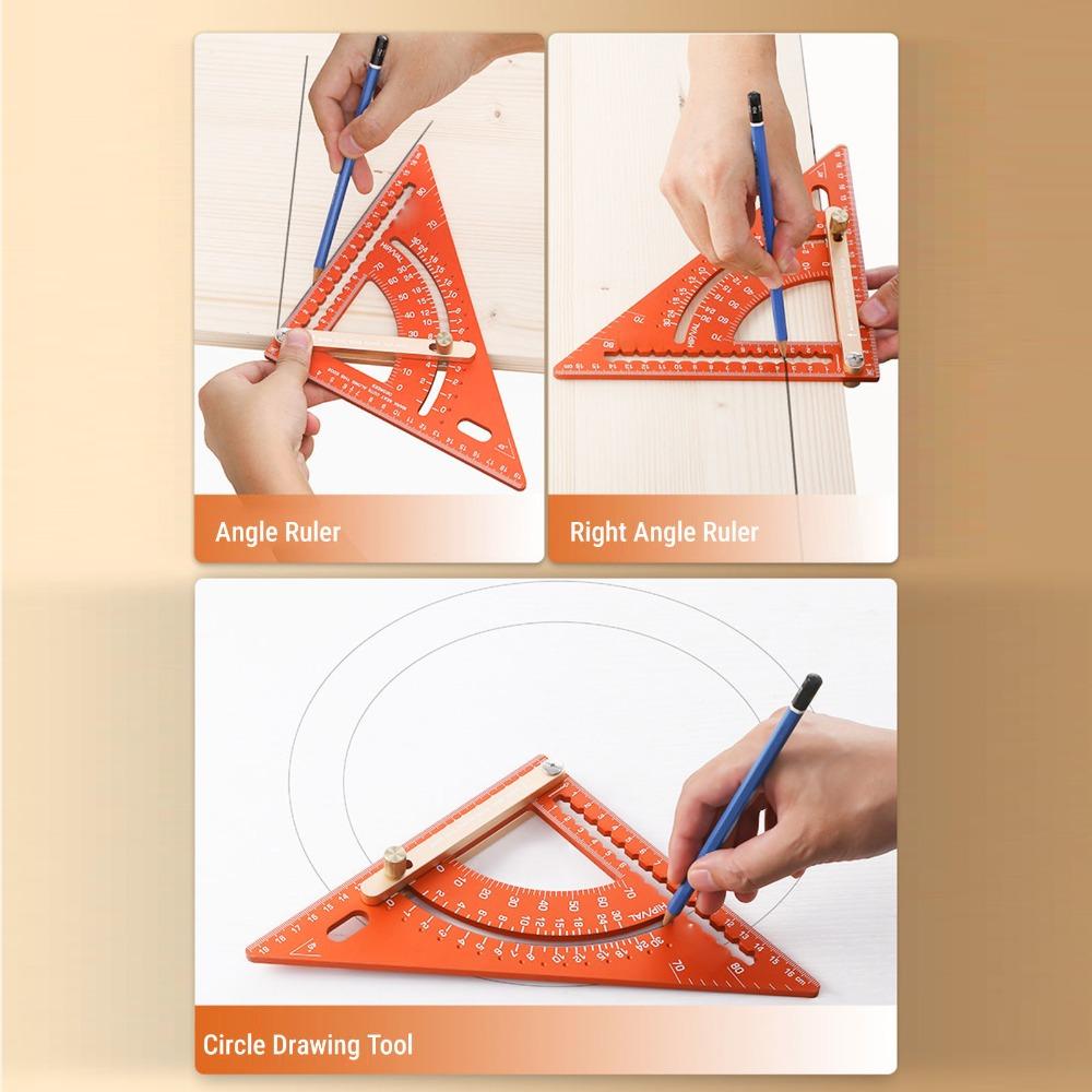 Aluminum Alloy Multi Angle Measuring Tool Engraved Scale Carpenter Square Protractor Woodworking