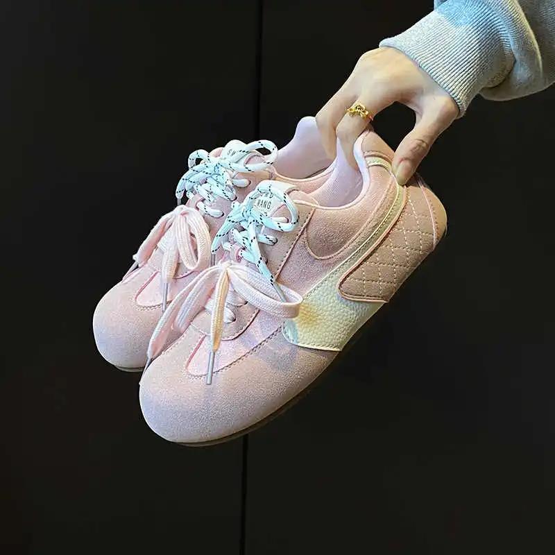 Round Foot Camp Women's Purple Flat Shoes Basketball Colored Sneakers Ladies Tenis Running Sport Sneakersy Newest Boty