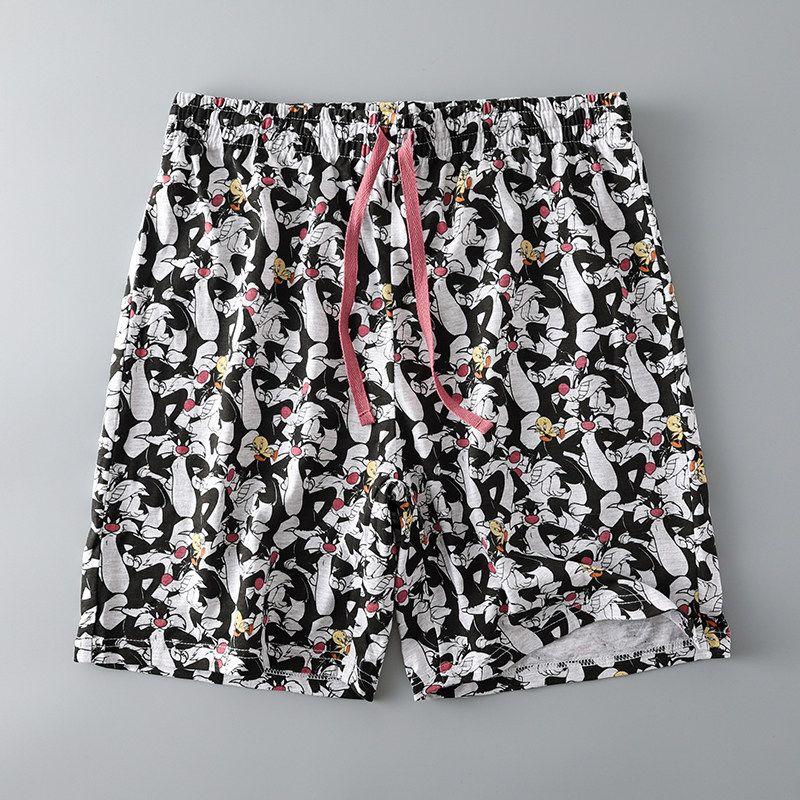 Men s Summer Loose Beach Shorts Trendy Casual Home Print Shorts Export Men s Clothing Pants Color M