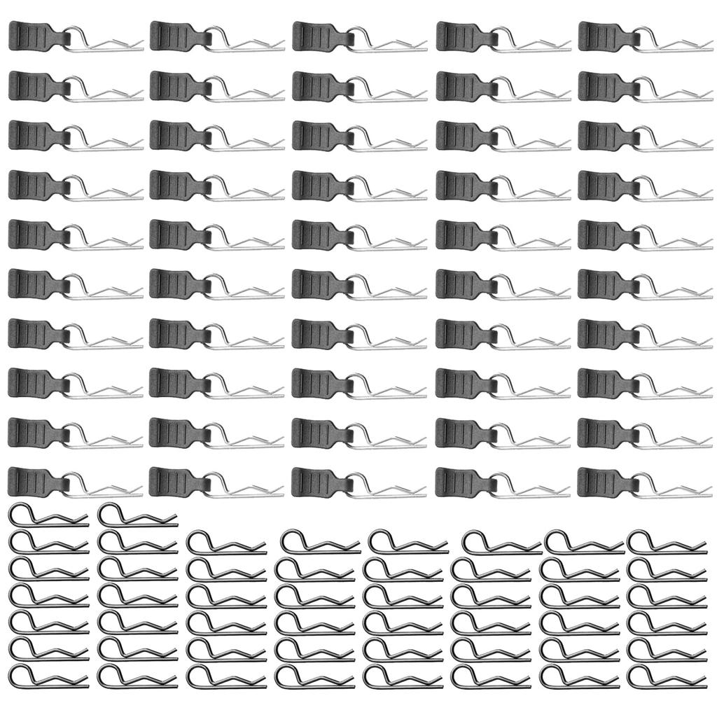 50 Stück Universelle RC-Auto-Karosserie-Clips mit Zug-RC-Pins für Alle RC-Auto-LKW-Buggy-Karosserie-Ersatzteile Laschen, R-Typ 1/16 1/18