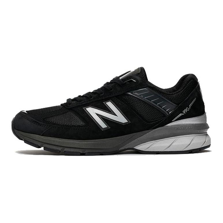 New Balance NB 990 V5 Vintage Textile, Leather Cushioning, Wear Resistant Low Top Running Shoes Men's Black 2E Width M990BK5(2E)