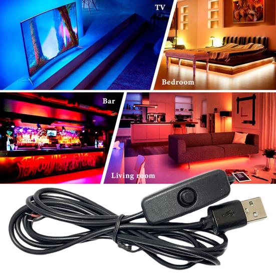 1/2/5Pcs 1/1.2/1.5M LED Night Light Power Cord ON/OFF Control Switch Power Cable with Switch Tabletop Lamp USB Switching Power Wire Line