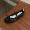 Fashion SUOJIALUN 2025 Spring New Brand Women Flat Shoes Fashion Lace Ladies Elegant Ballerina Shoes Round Toe Soft Flat Single Shoes