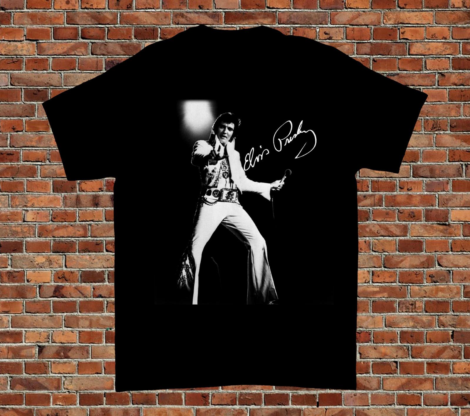 Top Elvis Presley Signature The King Black All Size Gift Shirt XXXXL