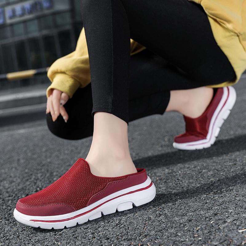 Papuci de interior pentru bărbați/femei Papuci de casă pentru bărbați cu ochiuri de vară cu ochiuri de plasă respirabil la metru Pantofi Mueller negri pentru bărbați