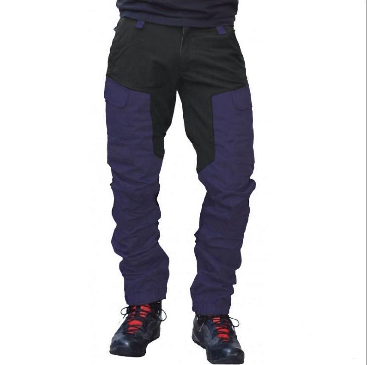Men's Slim-Fit Multi-Pocket Color-Block Motorcycle Trousers for Outdoor Sports K262