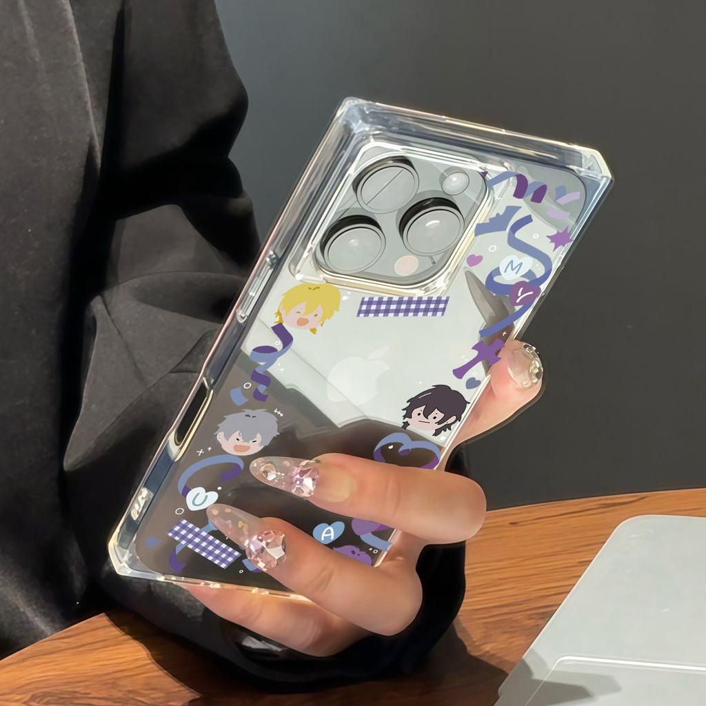 Clear Square Back Tube Case Protection For iPhone 15 Plus 13 14 Pro Max 12 16 ProMax 11 Anti-Oxygen,Multiple Avatars Pattern Casing