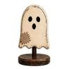 Autumn Atmosphere Interior Accents Halloween Wooden Tabletop Decor, Vintage Pumpkin Ghost Bat Figurines, Rustic Farmhouse Fall Party Indoor