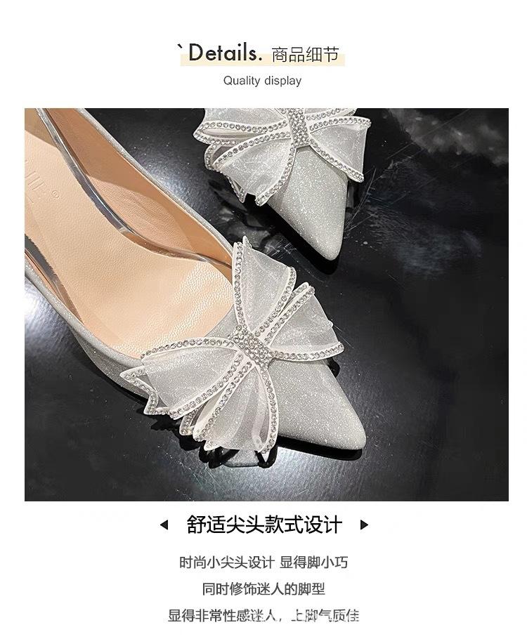 Xiuhe wedding dress two wear crystal wedding shoes bride shoes are not tired feet 2025 new temperament high heels women's stiletto