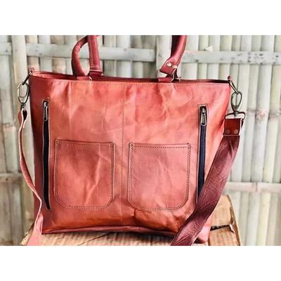Ledertasche für Damen, echtes Ziegenleder, handgefertigt, 30,5 x 40,6 x 10,2 cm, groß