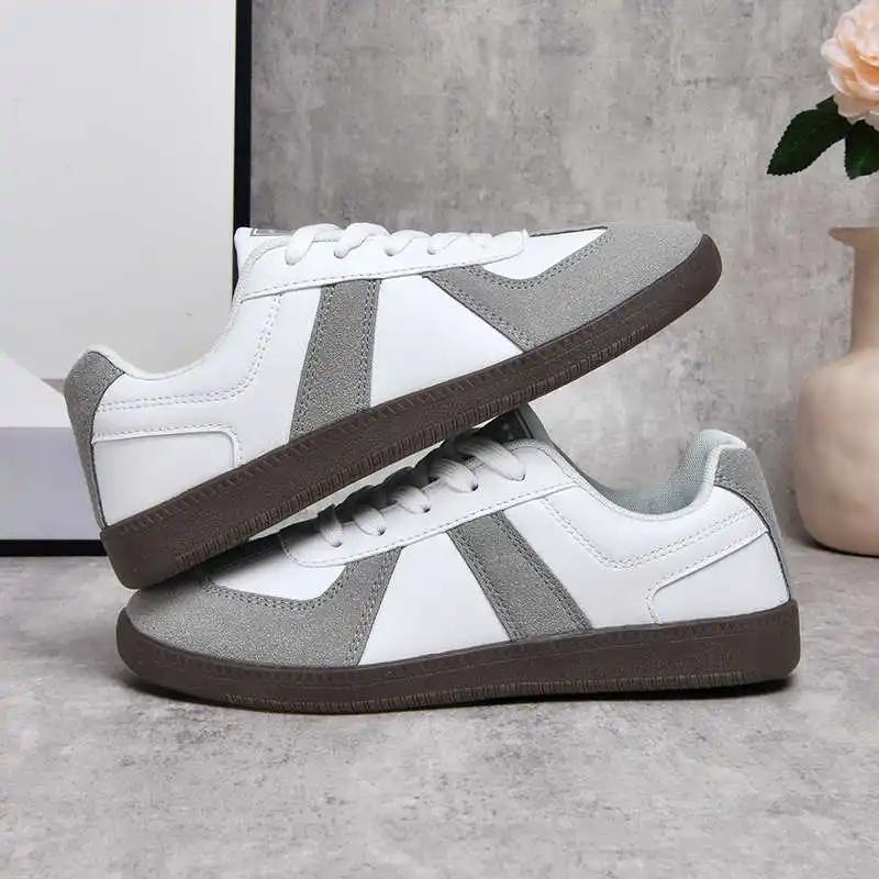 Fashion Normal Leather Flat-heeled Sneakers Men All Brands Woman Skateboarding Beige Boots Women Vulcanized Shoes Sport Tennes