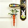 Wooden Easter Carrot Hanging Pendants With Bead String Ornaments For Spring Easter Party Farmhouse Home Decor Carrot Garland