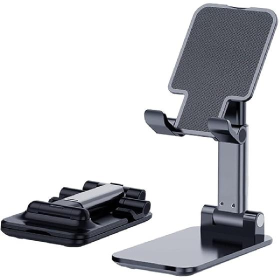 Phone Holder for Desk, MT-6 Cell Phone Stand for Desk Universal Cellphone Stand Holder Foldable & Height Adjustable Compatible Under 8” Device,